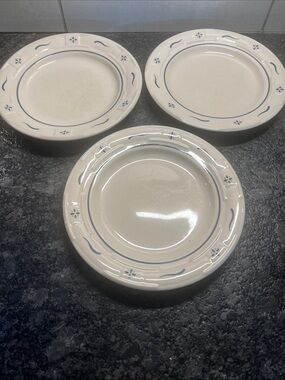 Longaberger Woven Pottery Classic Cream salad/dessert plates - Set of 3